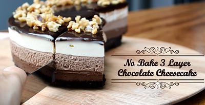 NO BAKE 3 LAYER CHOCOLATE CHEESECAKE - Cake by Fiona L