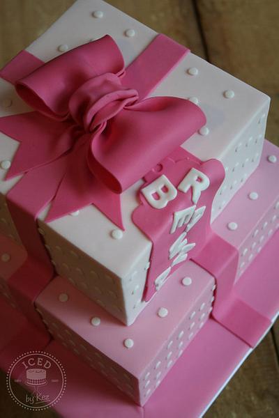 Pink Present Box Cake :) - Cake by IcedByKez