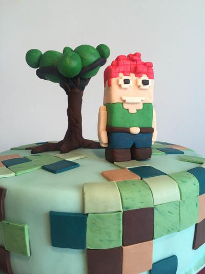 Growtopia cake birthday elisocakestudio  fondant handmade minecraft  - Cake by Elisocake