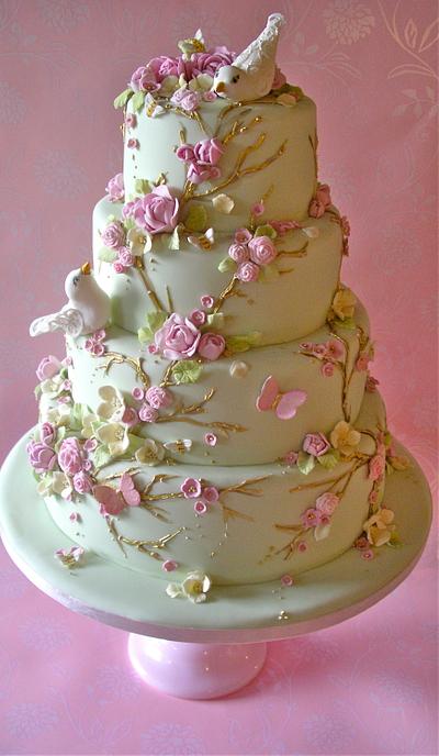 Love is in the air - green & pinks - Cake by Lynette Horner
