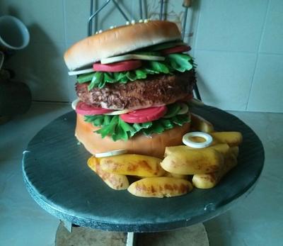 Burger and Chips - Cake by realdealuk