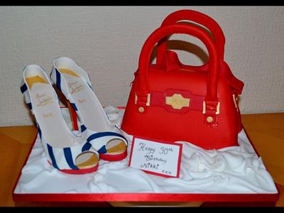 Louboutin shoes and DKNY handbag  - Cake by Jade Patching