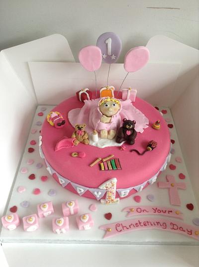 Combined first birthday / christening day cake  - Cake by Marie 