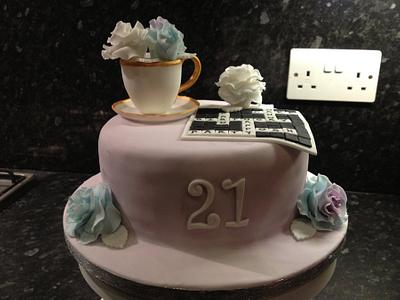 Teacup & Crossword Cake - Cake by Janine Lister
