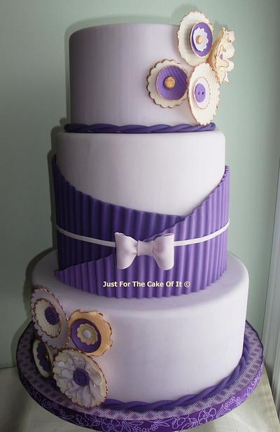 Purple crimping & fabric/ruffle flowers - Cake by Nicole - Just For The Cake Of It