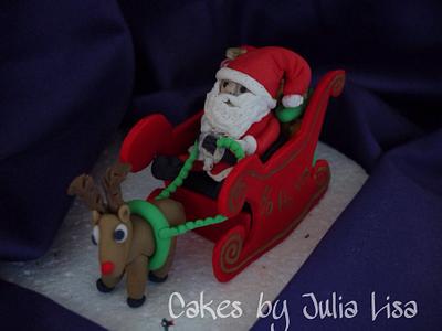 Father Christmas, Rudolph & Sleigh Topper - Cake by Cakes by Julia Lisa