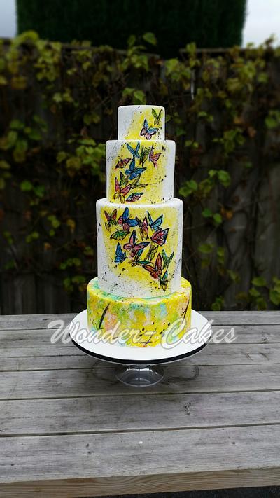 Painted butterflies Cake - Cake by Alice van den Ham - van Dijk
