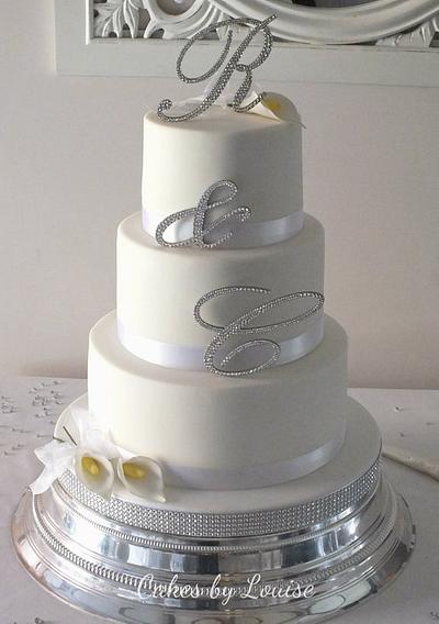 Diamante white wedding cake - Cake by Louise Jackson Cake Design