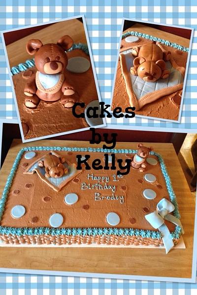 Teddy Bear Birthday Cake and Smash Cake  - Cake by Kelly Neff,  Cakes by Kelly 