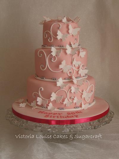 Pink Butterfly Cake - Cake by VictoriaLouiseCakes
