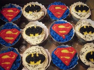 Superman Batman Cupcakes with Custom Wrappers - Cake by Ms. Shawn