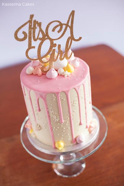 Pink Baby Shower Drip Cake - Cake by Kasserina Cakes