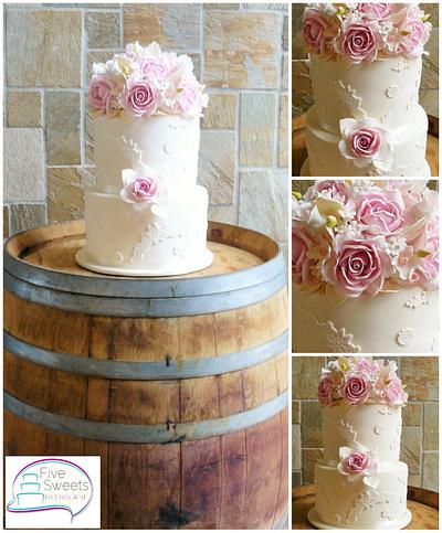 Wedding cake with sugar flowers - Cake by Five Sweets Melbourne