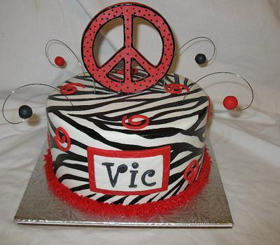 Red Peace & Zebra w/swirls - Cake by DoobieAlexander