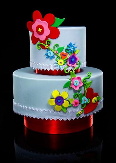 Button Flowers - Cake by Andrea