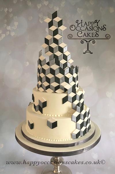 Geometric Wedding Design - Cake by Paul of Happy Occasions Cakes.