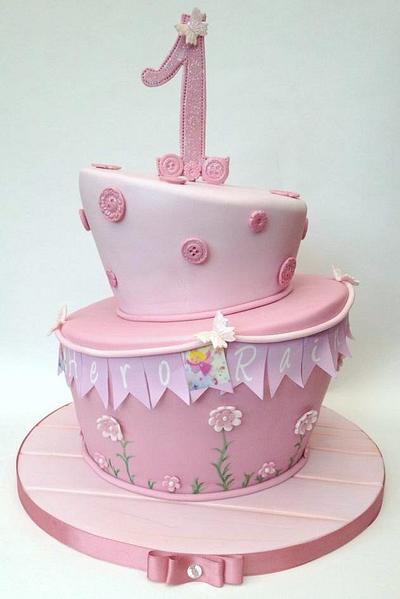 Topsy Turvy Bunting, Butterflies & Buttons Cake - Cake by Chocomoo
