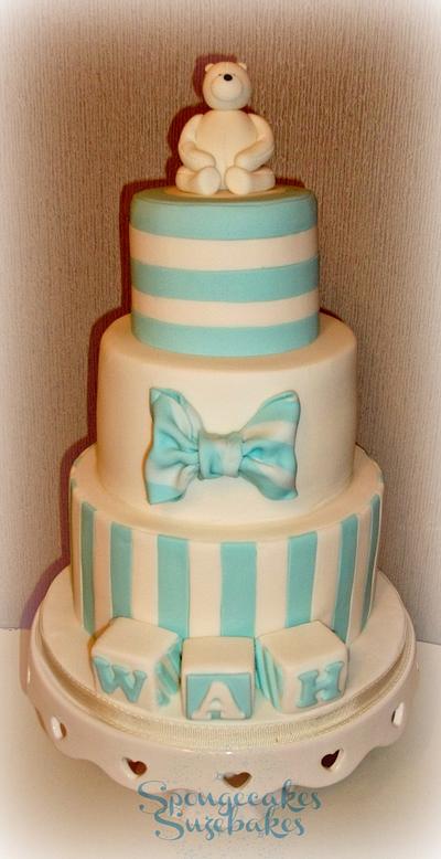 Baby Blue Christening Cake - Cake by Spongecakes Suzebakes
