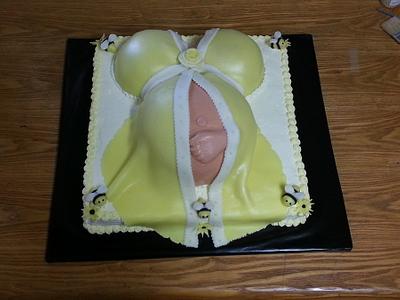 Bumblebee Baby Bump Baby Shower Cake - Cake by Sharon Cooper