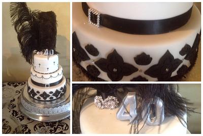 Damask Black and White - Cake by Chantelle's Cake Creations