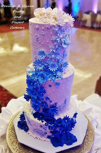 Blue Floral Wedding cake - Cake by DevilishDivine
