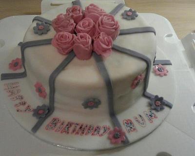 My first cake for my mums birthday. - Cake by shelley