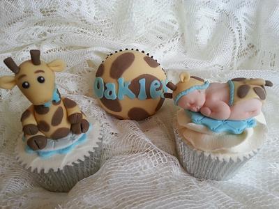 Giraffe Themed New Baby Cupcakes.   - Cake by Bobbie-Anne Wright (For Heaven's Cake)