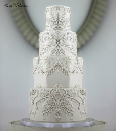 Total White Embroidery Cake - Cake by Eva Salazar 