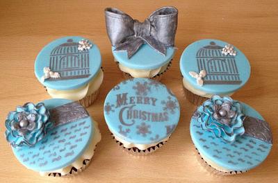 Vintage Birdcage Cupcakes in Blue and Silver - Cake by Nikskakes