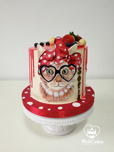 a cat wearing glasses - Cake by MOLI Cakes