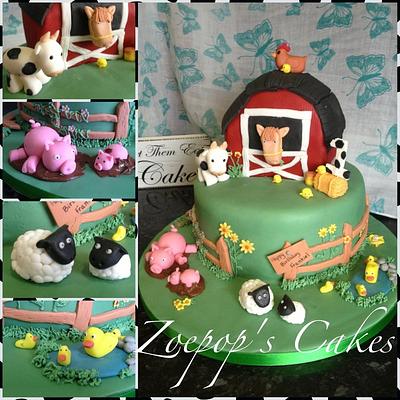 Farm themed first birthday cake with tutorial - Cake by Zoepop