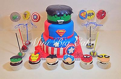 Super Heroes Party  - Cake by Minibigcake