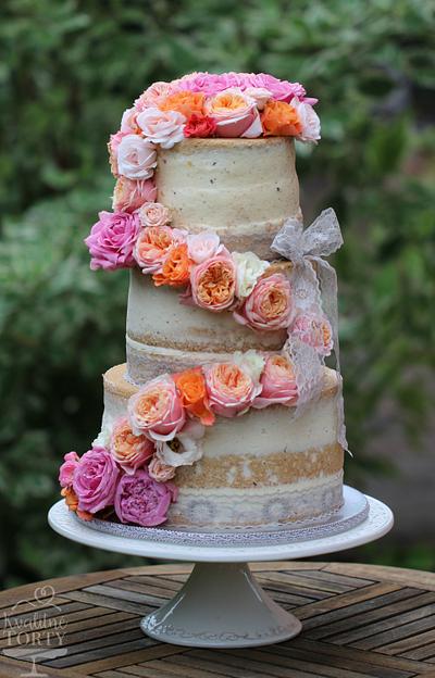 wedding cake with David Austin roses :  - Cake by Lucya 