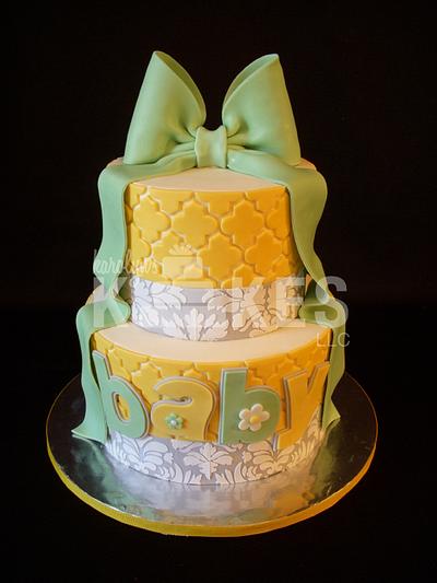 Quatrefoil Baby Shower - Cake by Karolyn's Kakes, LLC