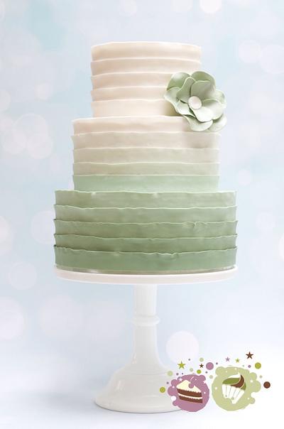 Mint green ombré ruffle wedding cake - Cake by KS Cake Design