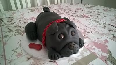 Black Pug Cake for Ben - Cake by Combe Cakes