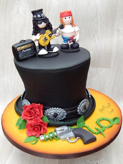 Slash Hat Guns & Roses cake - Cake by Elizabeth Miles Cake Design
