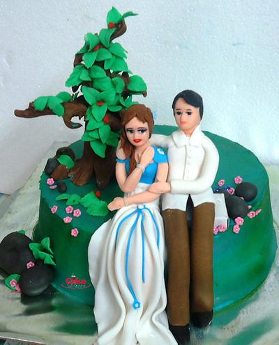 Garden theme anniversary cake - Cake by Prachi Dhabaldeb