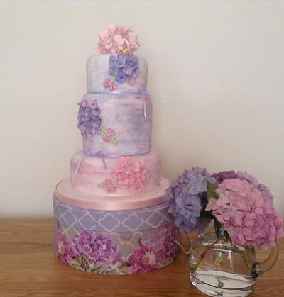 Watercolour hydrangea's - Cake by The Anticipation