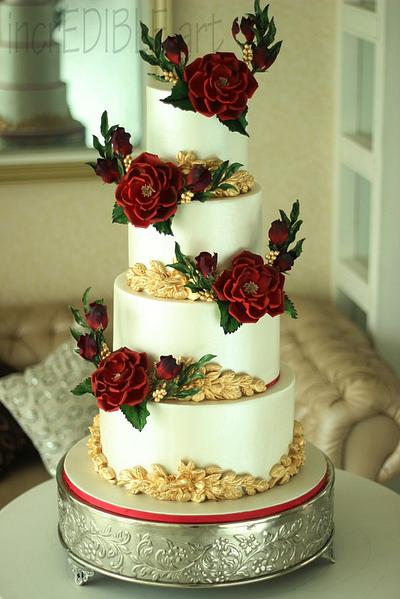 "Vibrant Rouge- Wedding cake - Cake by Rumana Jaseel