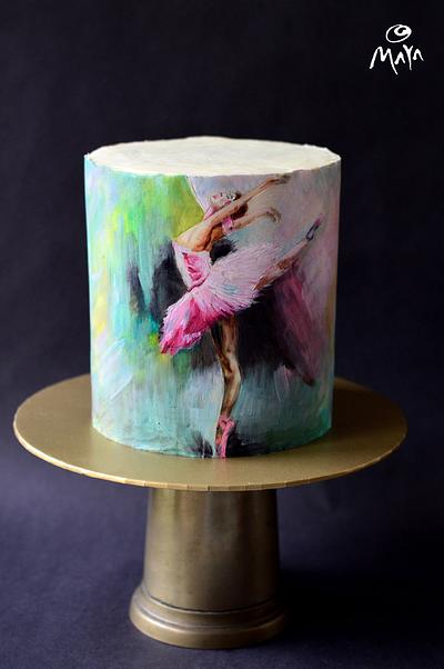 Swan Lake 2 - Handpainted - Cake by Abha Kohli