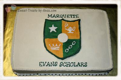 Marquette Evans Scholar 1/2 sheet cake - Cake by Ansa