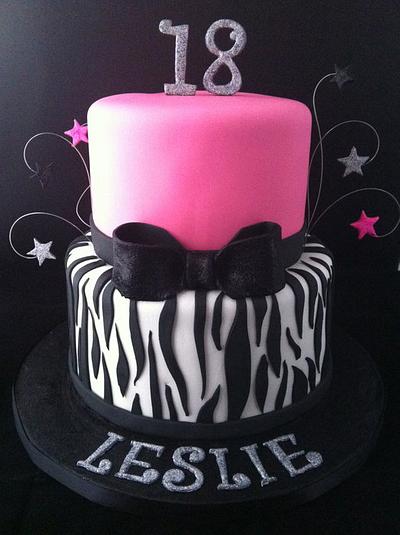 Pink and Zebra Stripe Cake - Cake by The SweetBerry