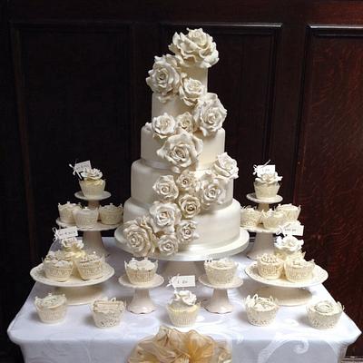Roses galore wedding cake  - Cake by Andrias cakes scarborough