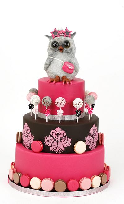 Disco owl in pink and black - Cake by Olga Danilova