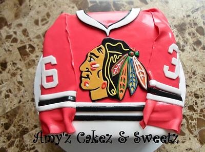 Blackhawks jersaey cake - Cake by Amy'z Cakez & Sweetz