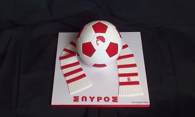 Olympiakos Soccer Ball - Cake by K's fondant Cakes