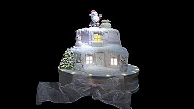 Lighted House Christmas Cake - Cake by DebsDuckCakes