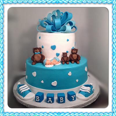 Blue baby shower cake - Cake by taralynn