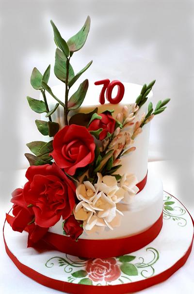 birthday with red roses - Cake by Kaliss